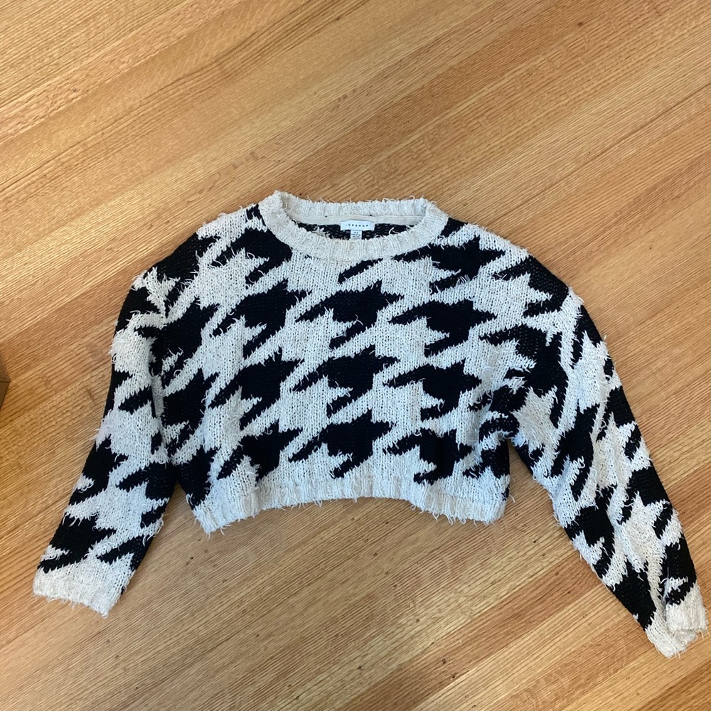Top shop chunky houndstooth sweater cropped